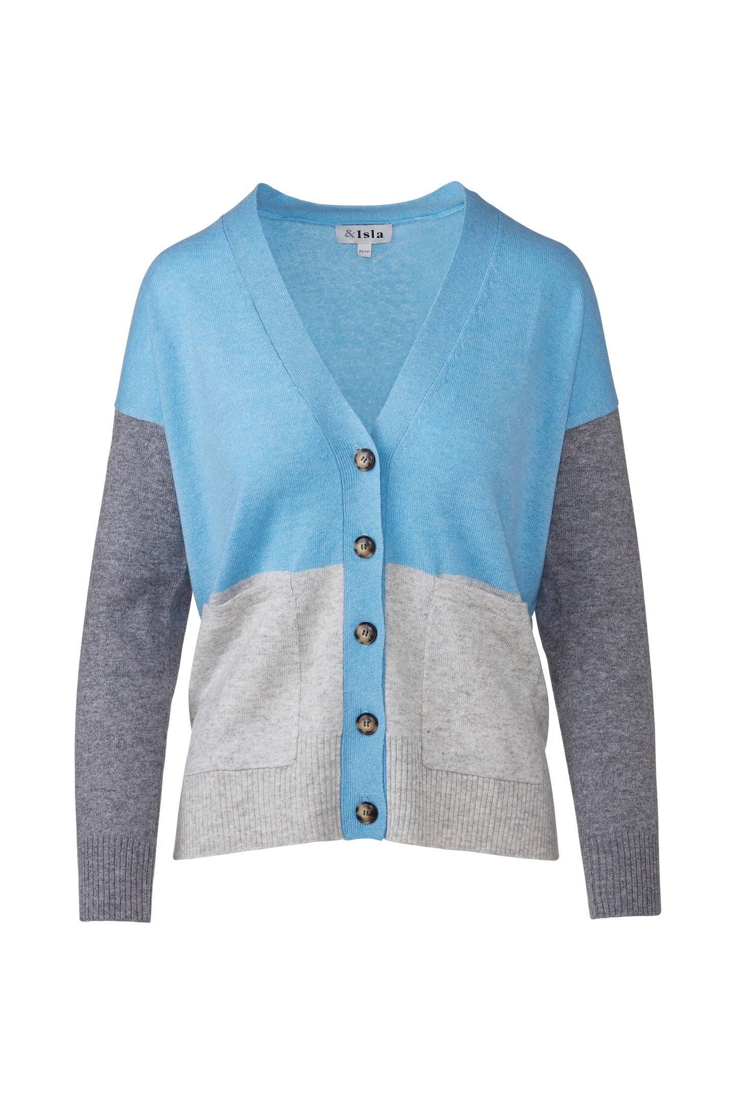 &Isla Easy Colorblock Vee Cardigan