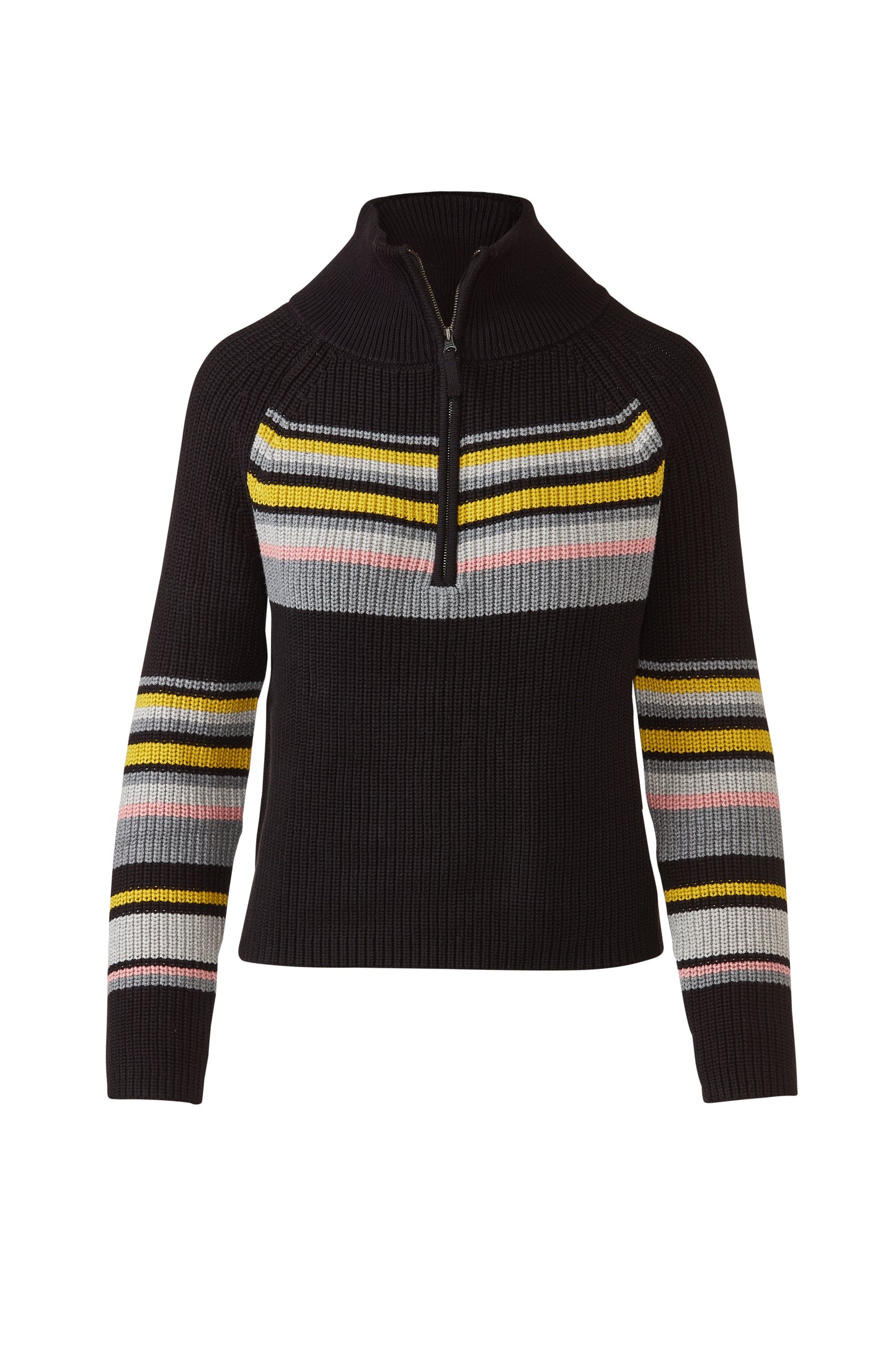 &Isla Stripe Rib Qtr Zip Mock