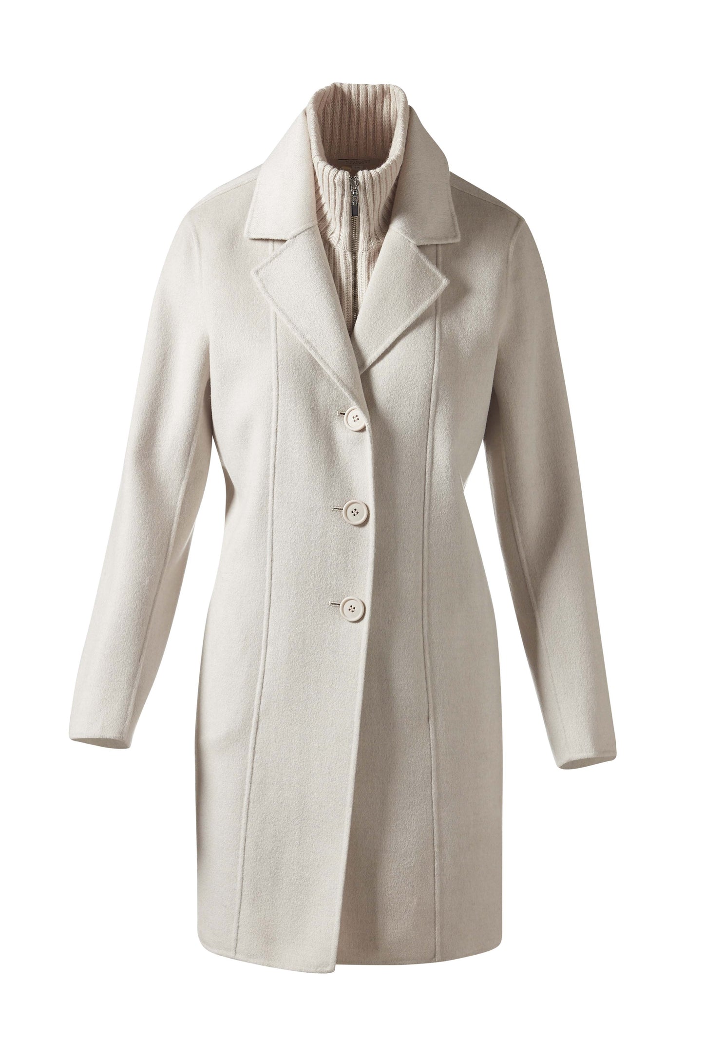 Knit Insert Notch Collar Coat
