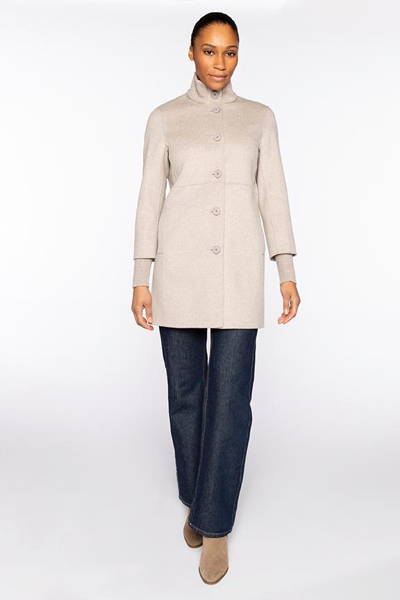 BUTTON FRONT KNIT TRIM COAT – Kinross Cashmere