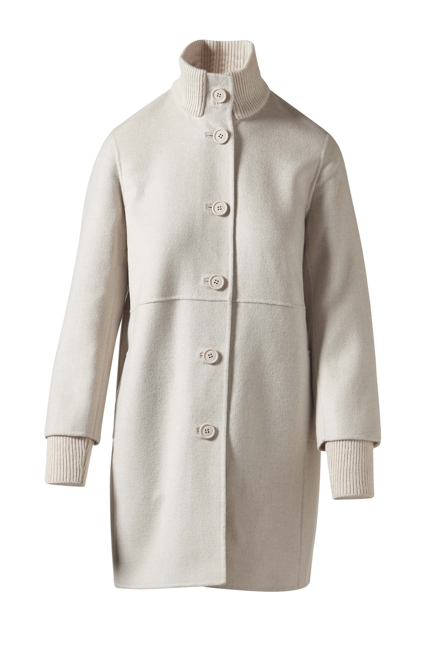 Button Front Knit Trim Coat
