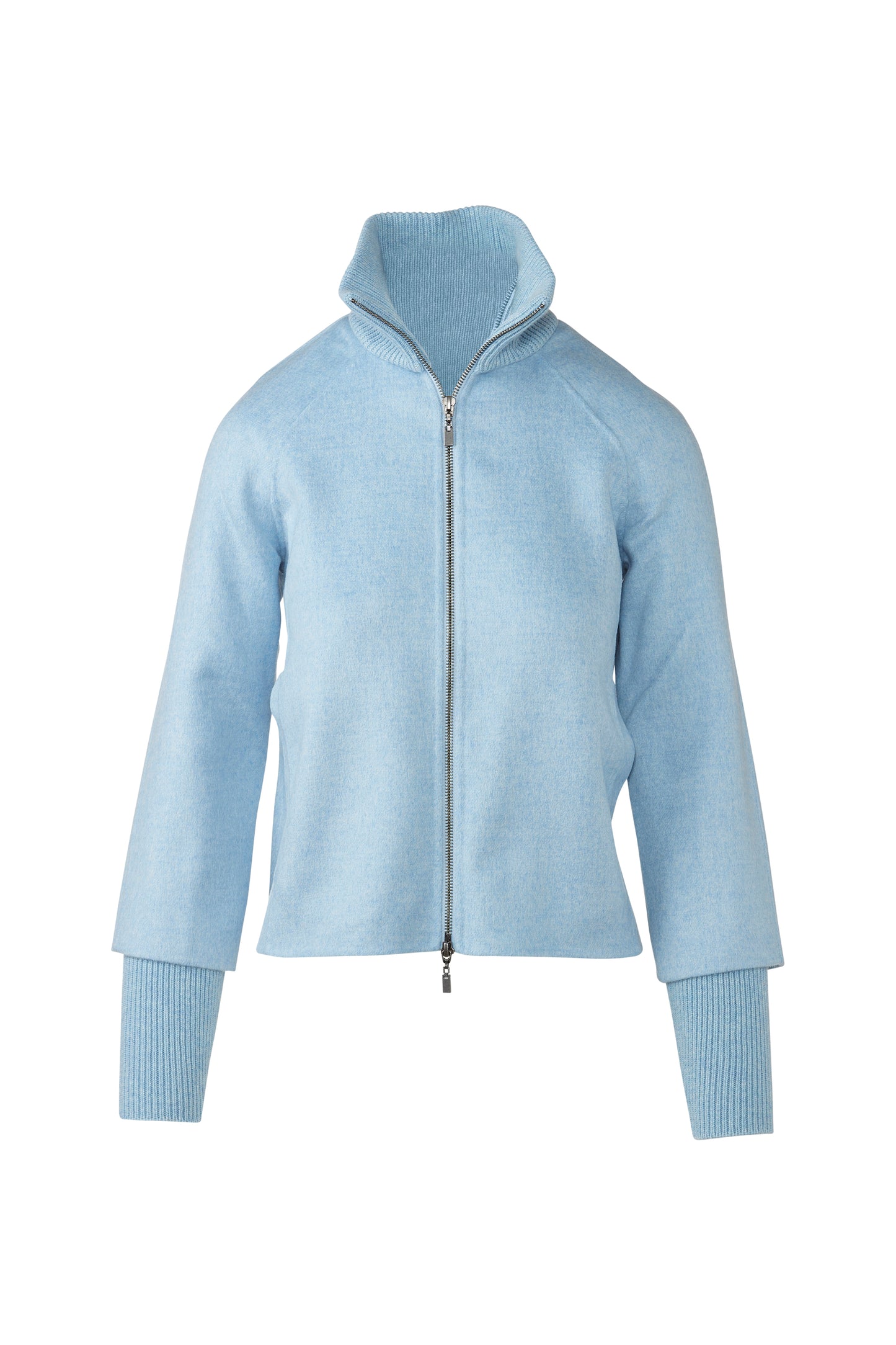 Classic Knit Trim Zip Mock Coat