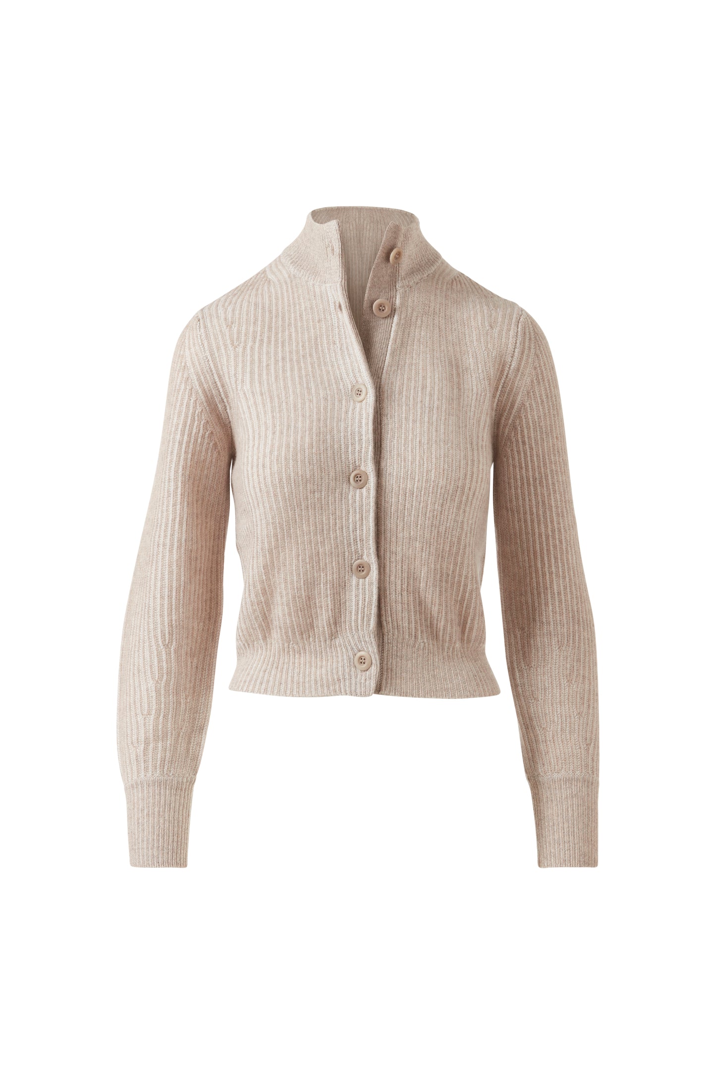 PLAITED RIB BUTTON MOCK CARDIGAN