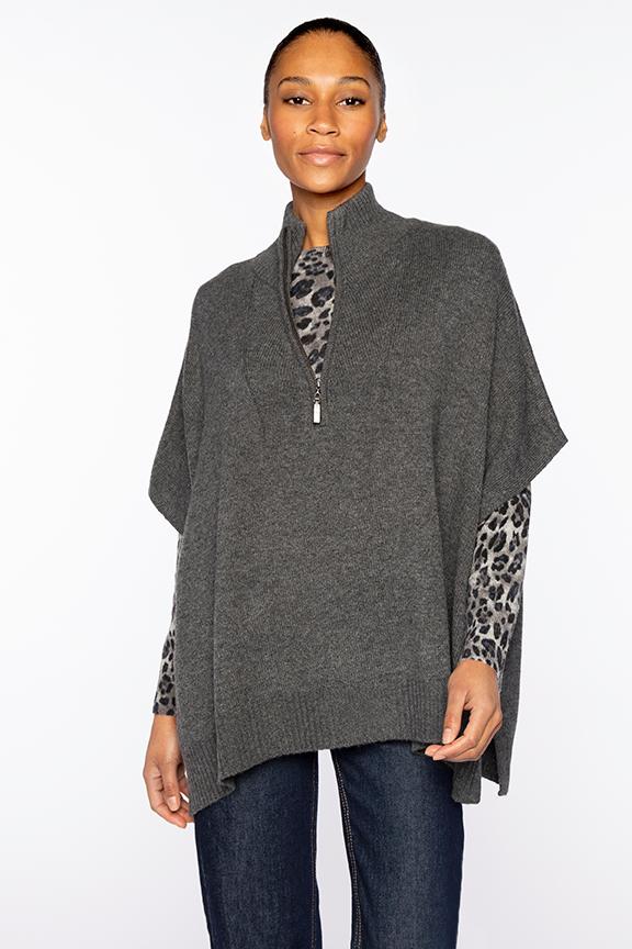 KINROSS Cashmere Contrast Trim Popover Peri Blue and Grey LSSC3-125 main image 0