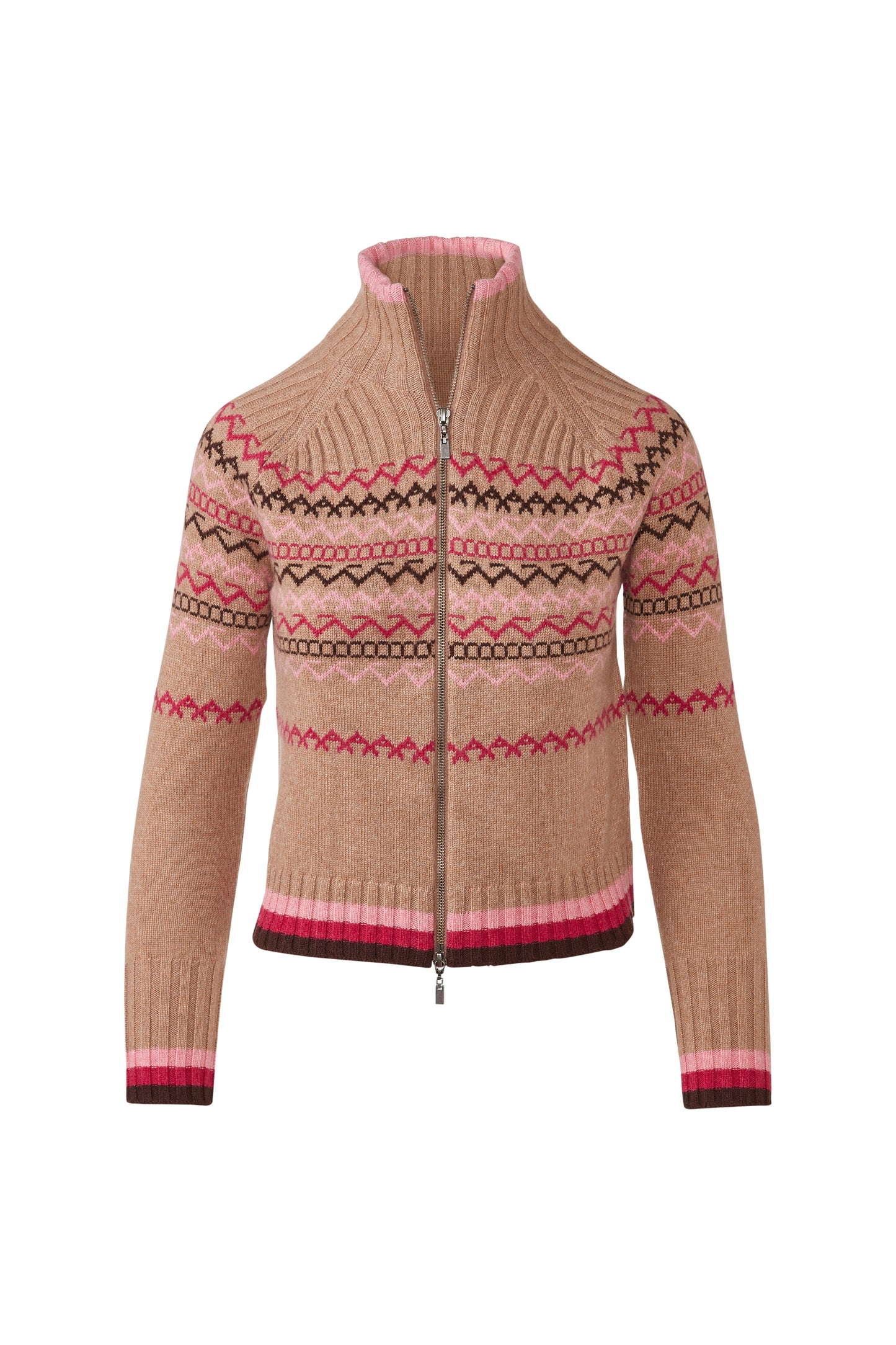 Fairisle Zip Mock Cardigan