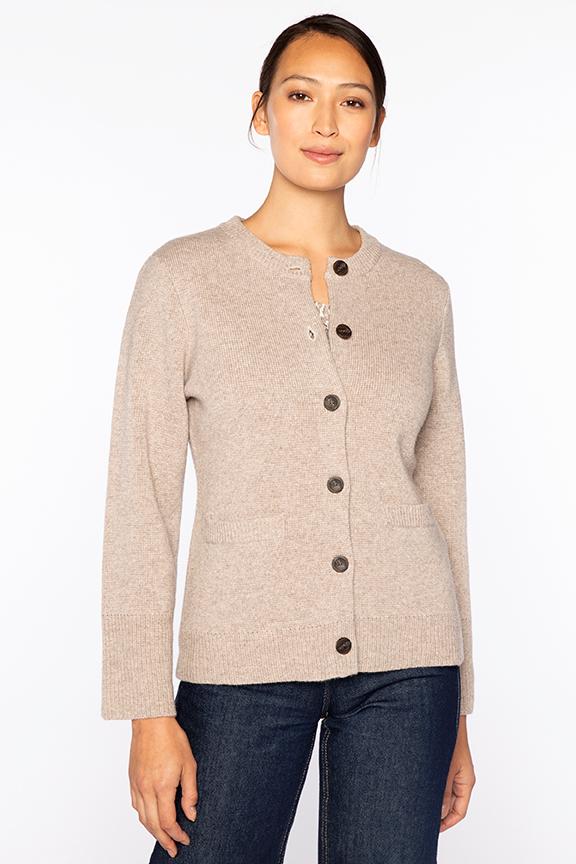 Doubleknit Fitted Crew Cardigan