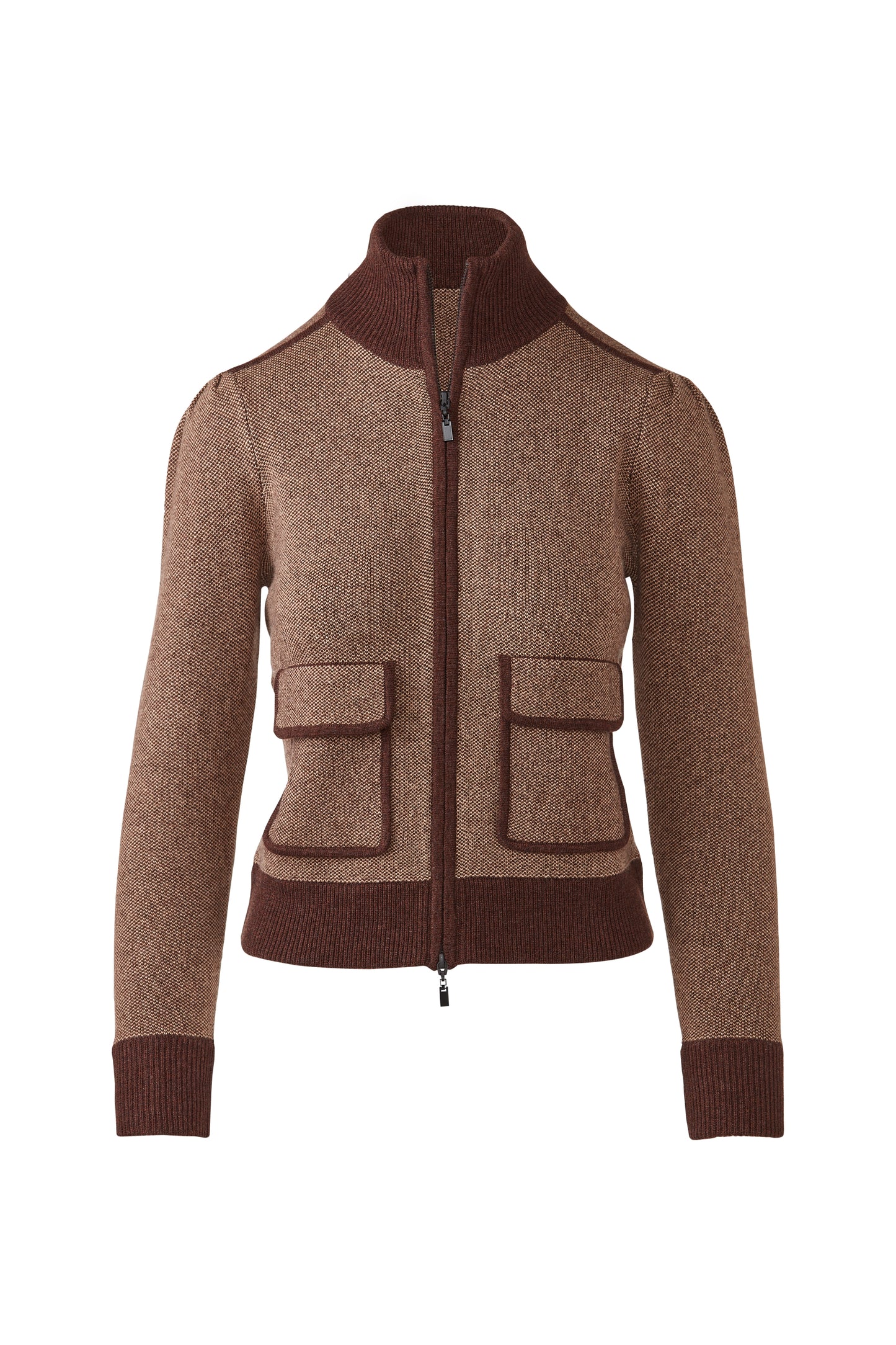 Tweed Zip Mock Cardigan