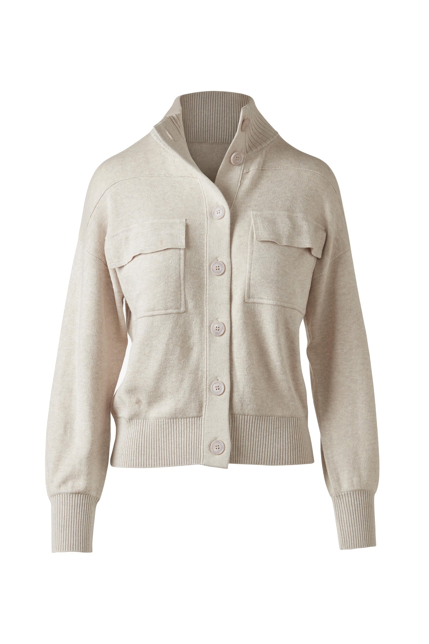 DOUBLEKNIT BUTTON MOCK CARDIGAN