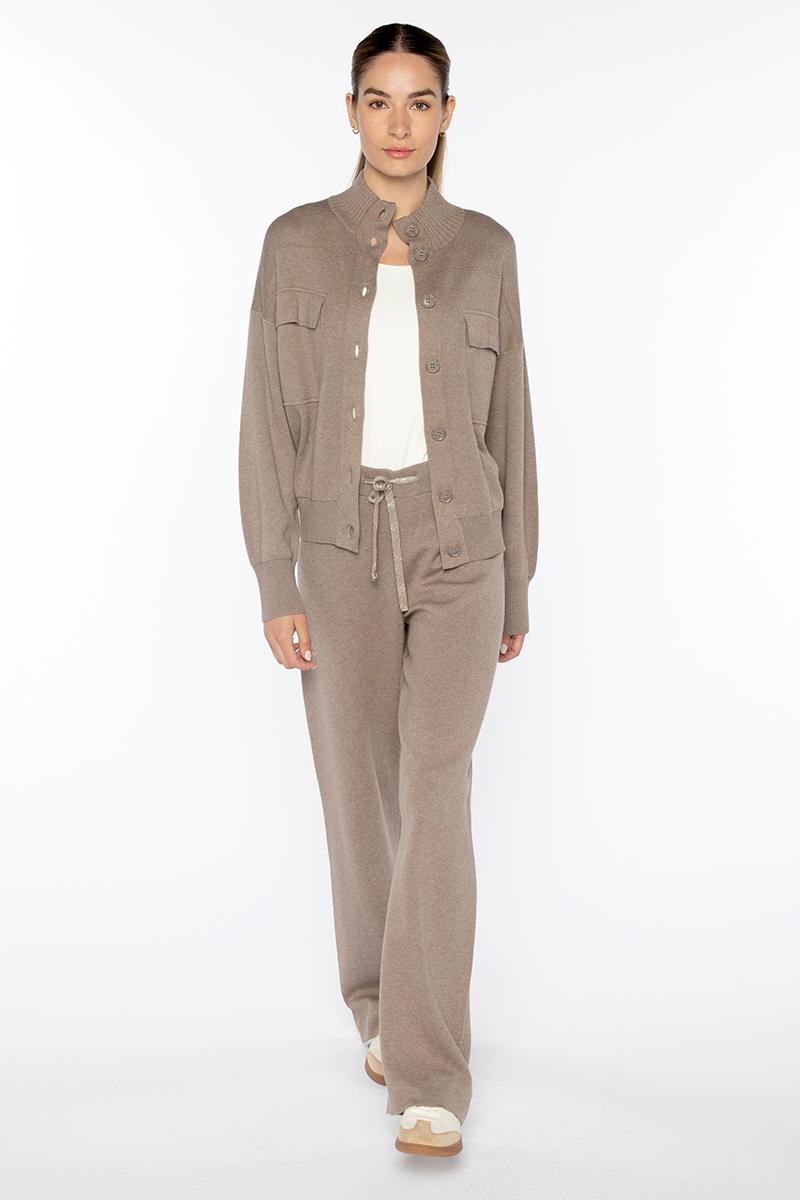 DOUBLEKNIT BUTTON MOCK CARDIGAN – Kinross Cashmere