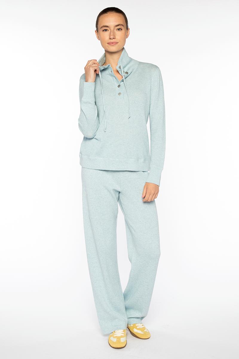 Textured Drawstring Mock Pullover