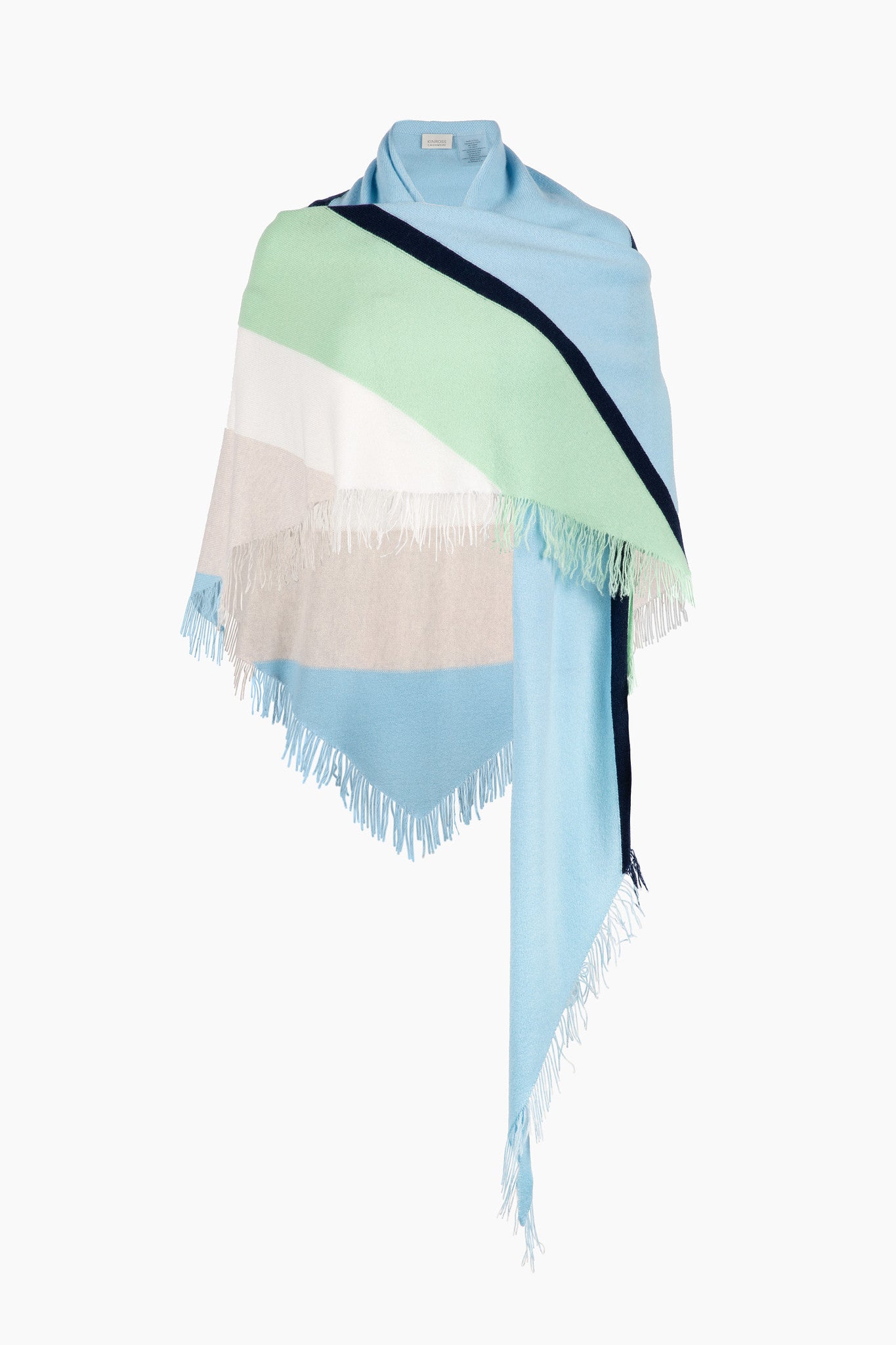 STRIPED FRINGE TRIANGLE WRAP