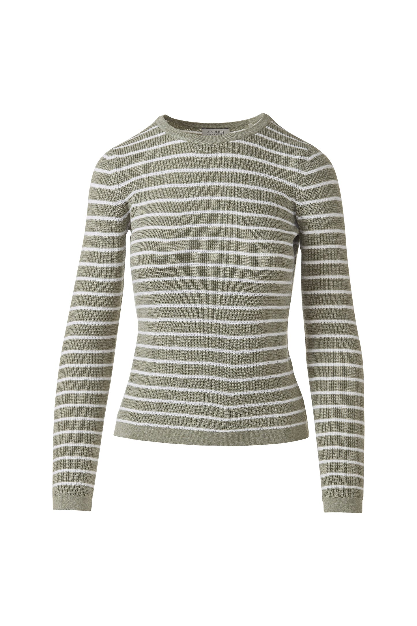 TEXTURE STRIPE CREW in SAGE/WHITE