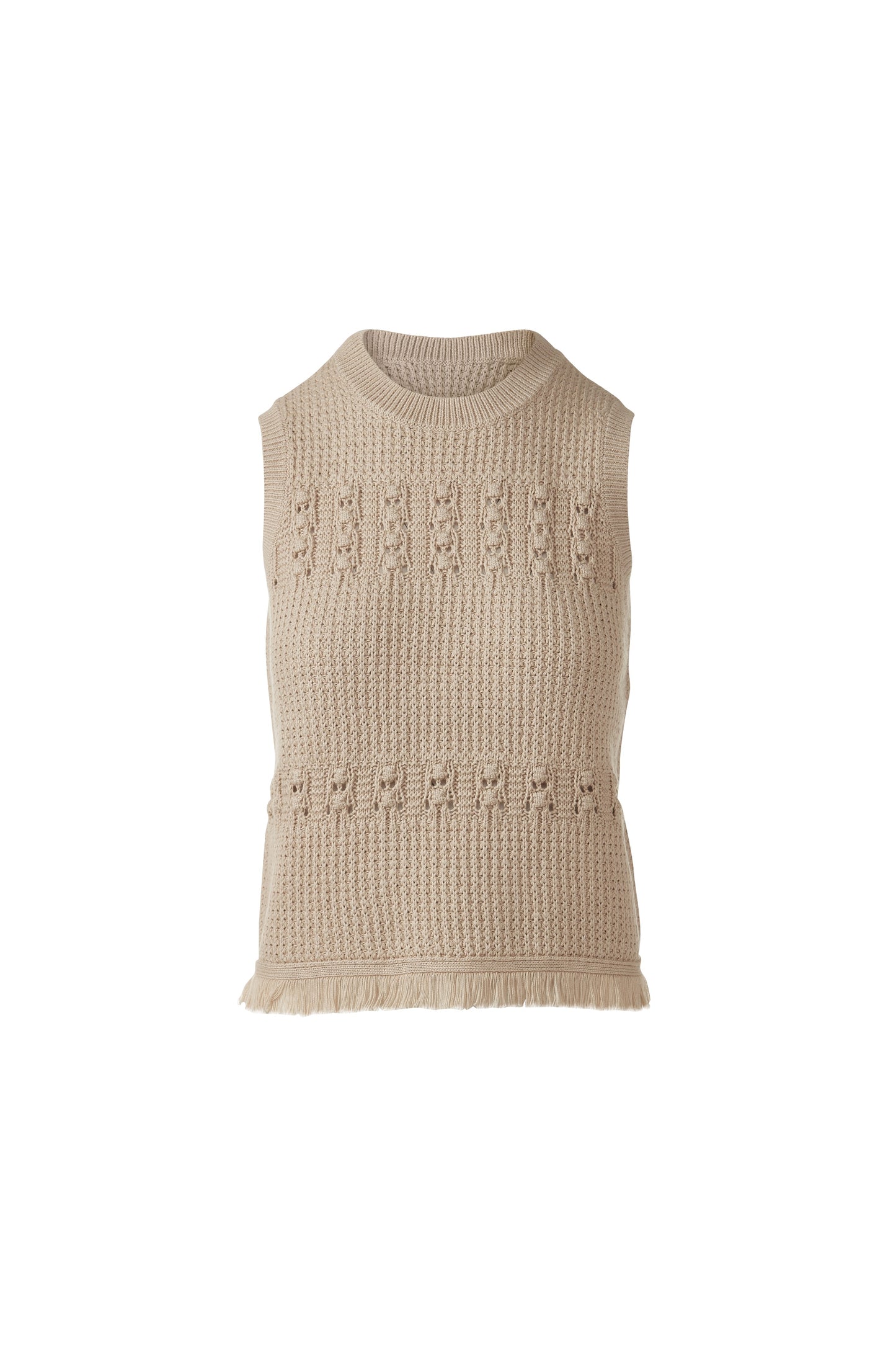 TEXTURED FRINGE S/L CREW in STRAW