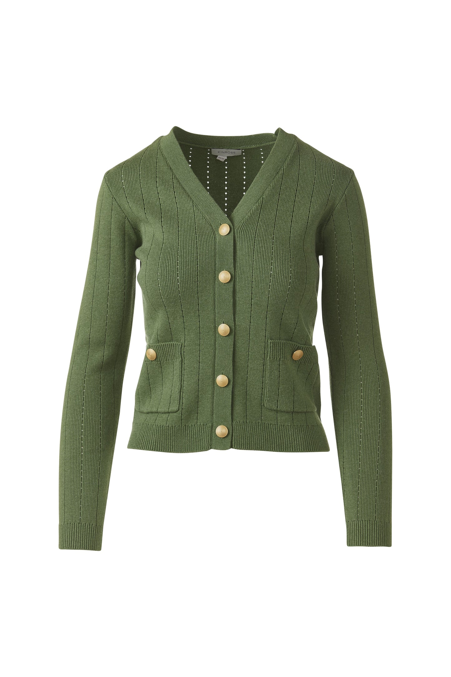 RIB BUTTON FRONT VEE in VINE