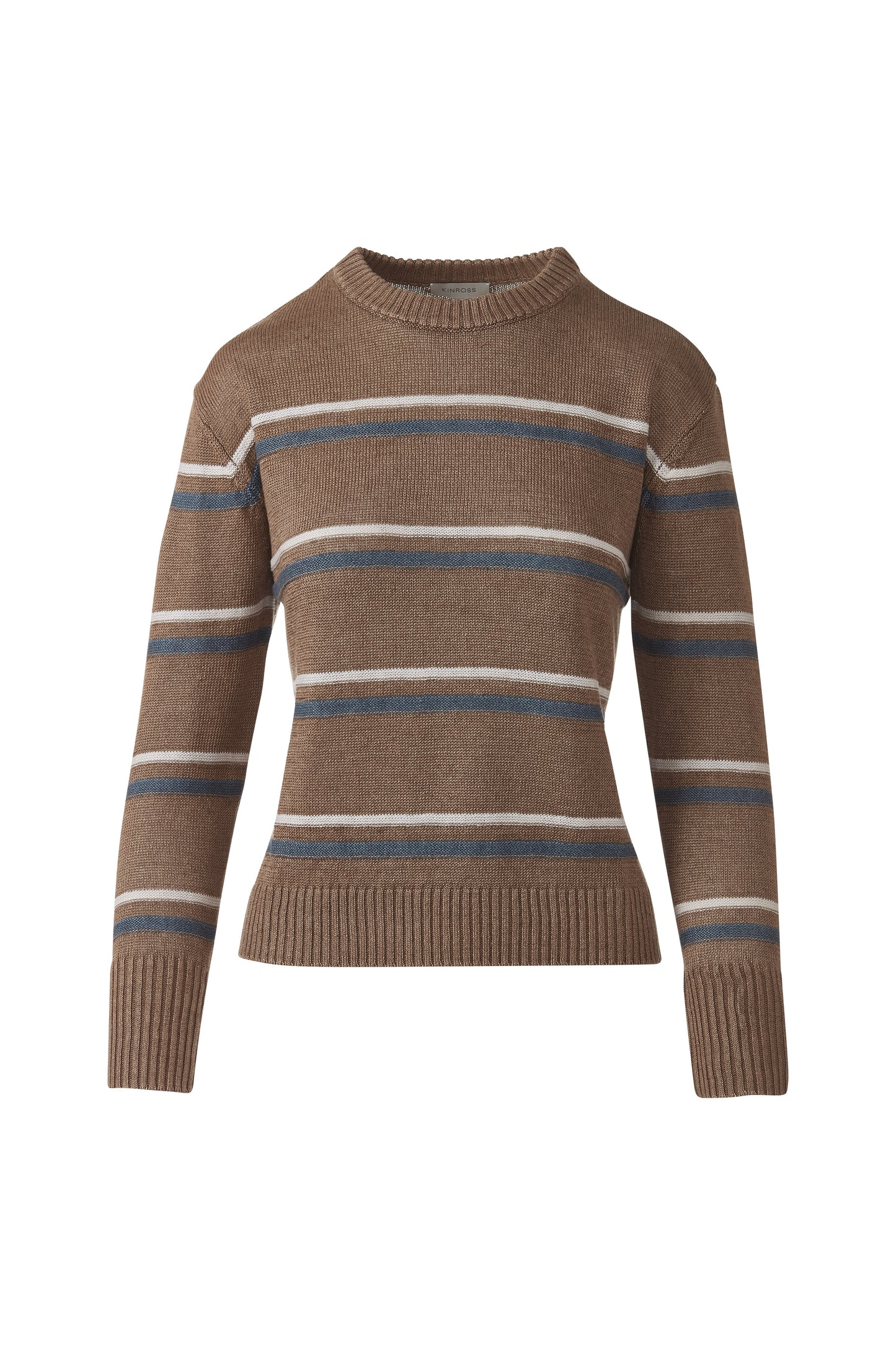 TEXTURED STRIPE CREW in SADDLE_MULTI