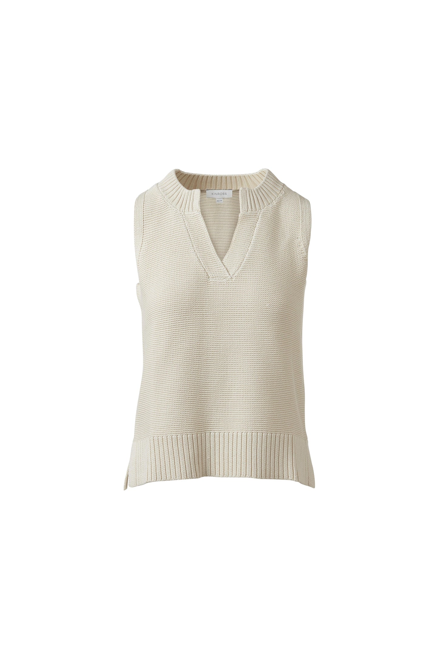 Sleeveless Split Neck Crew