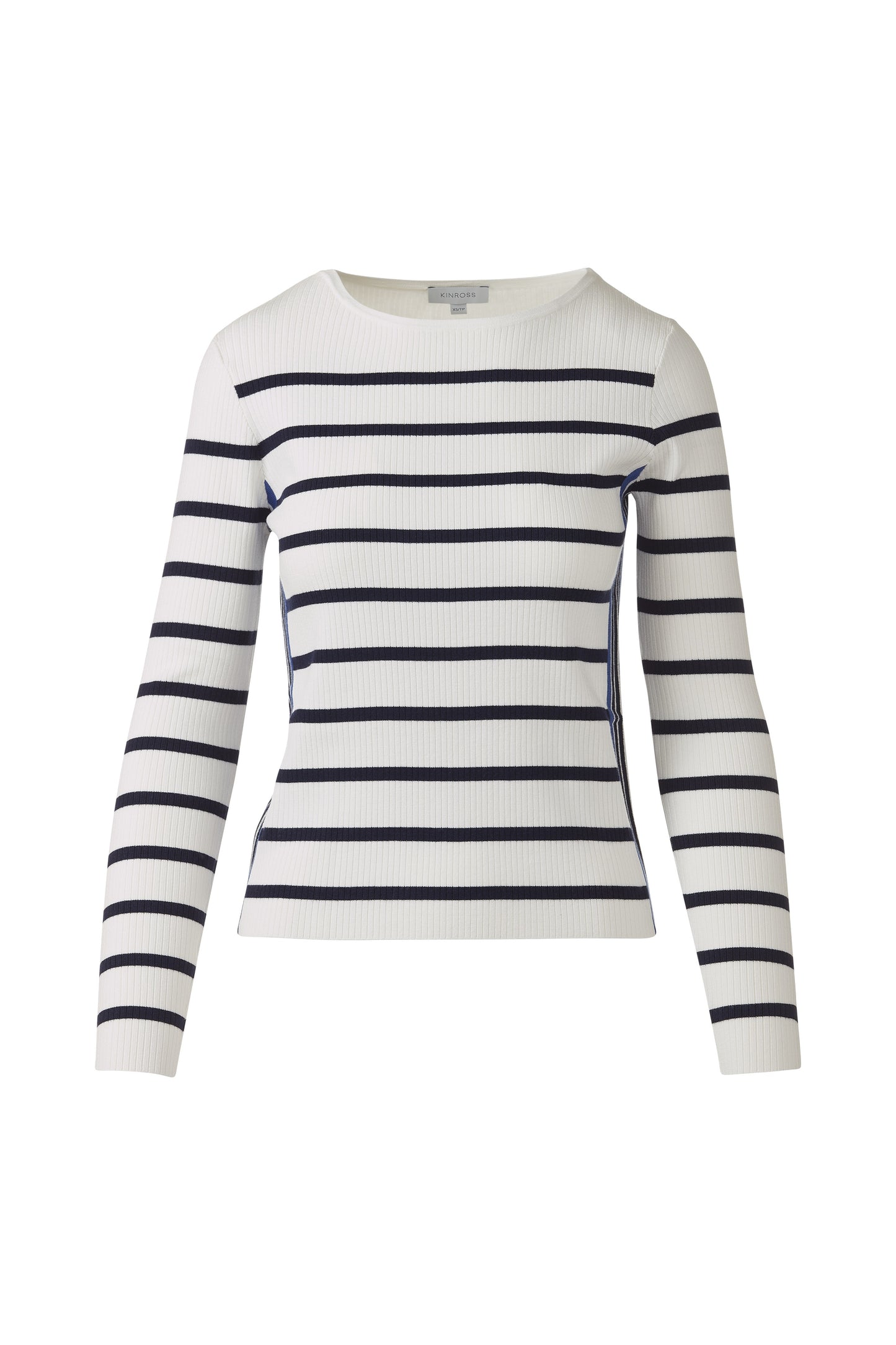 TIPPED RIB STRIPE BOATNECK in WHTE