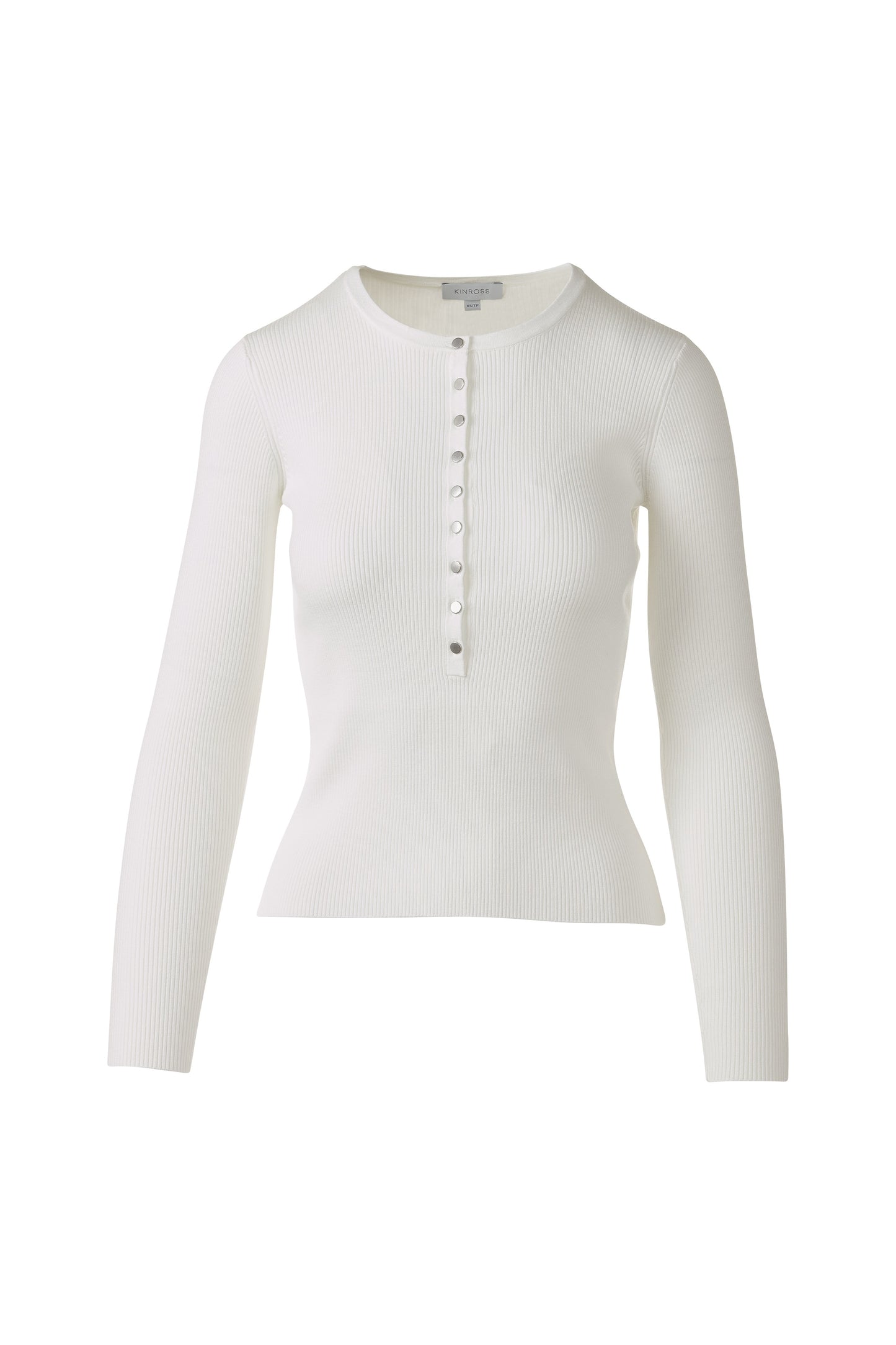 FINE RIB BUTTON HENLEY in WHITE