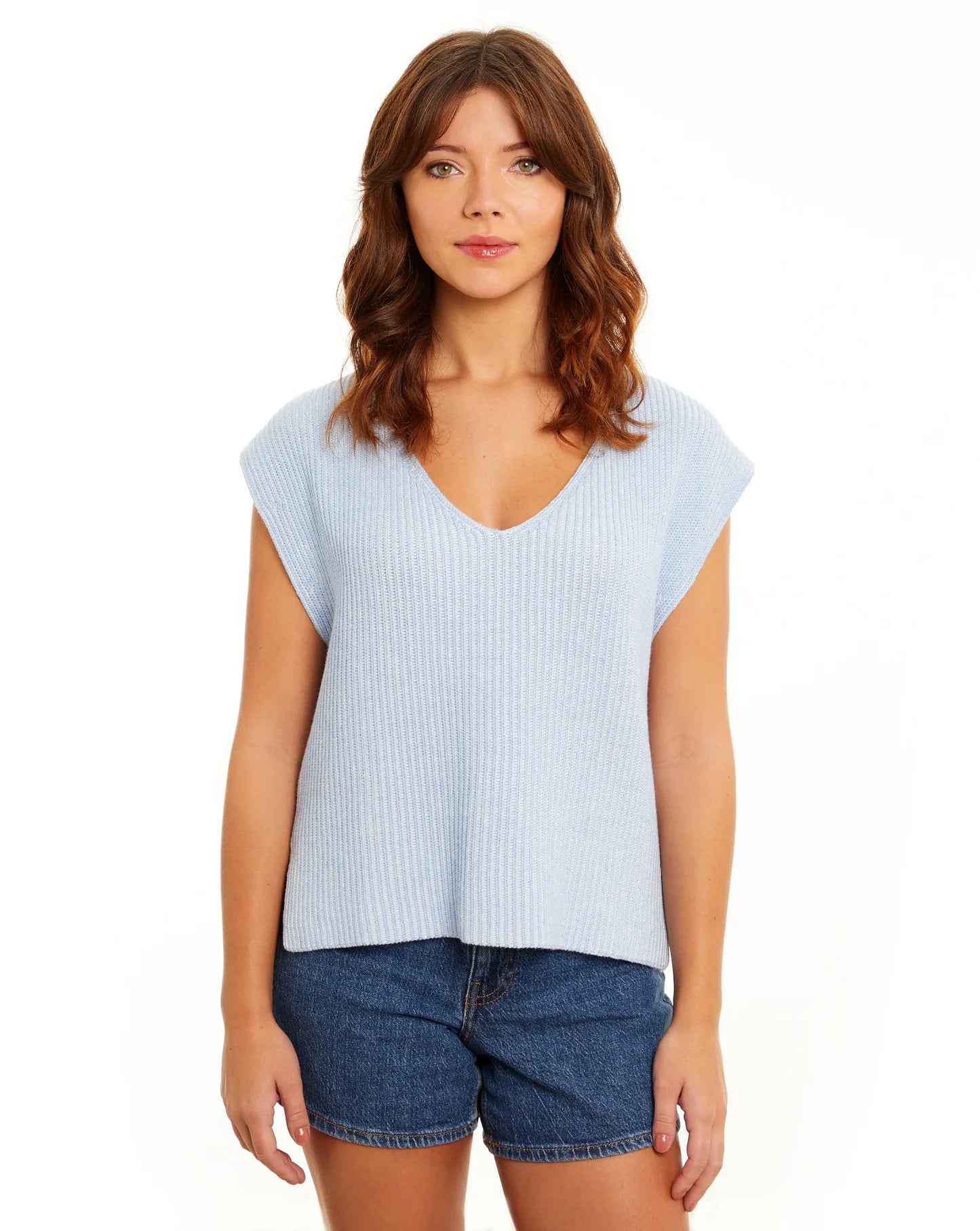 Easy Plaited Rib V-Neck Tee