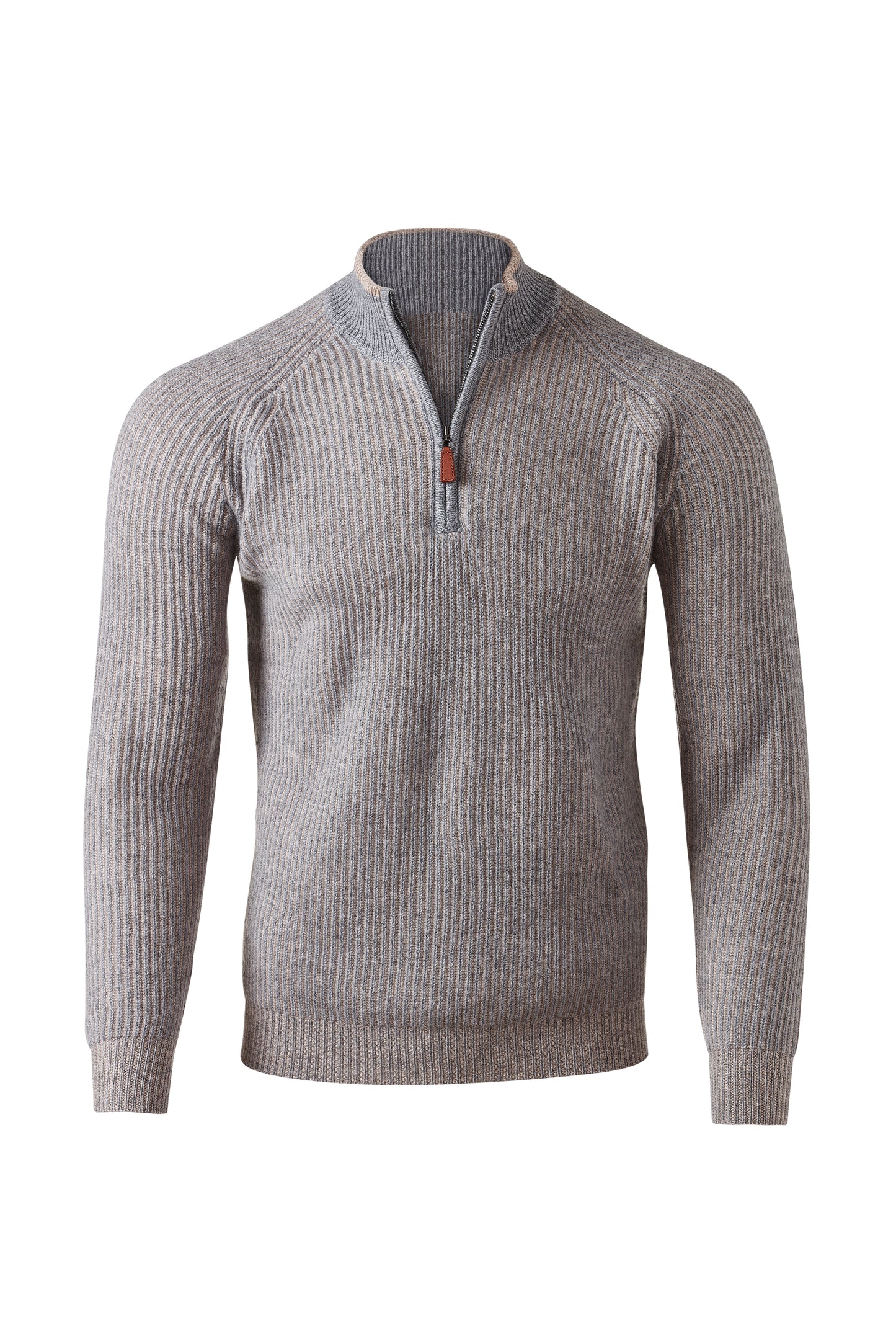 PLAITED RIB ZIP MOCK