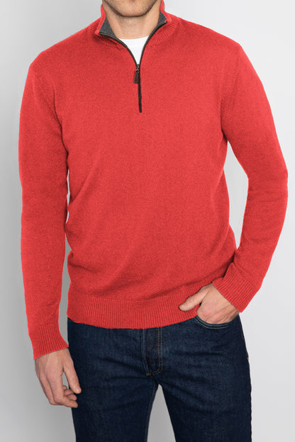 SUEDE TRIM QTR ZIP MOCK