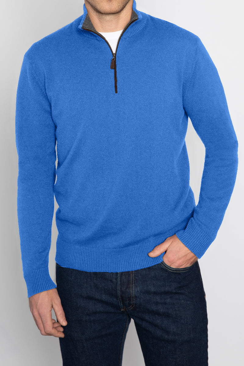 SUEDE TRIM QTR ZIP MOCK