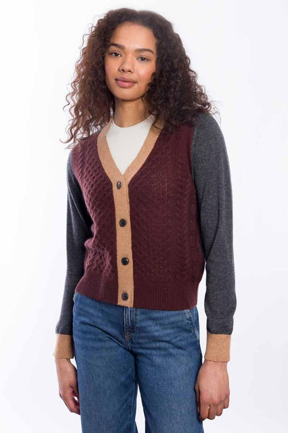 &Isla Mixed Stitch Vee Cardigan