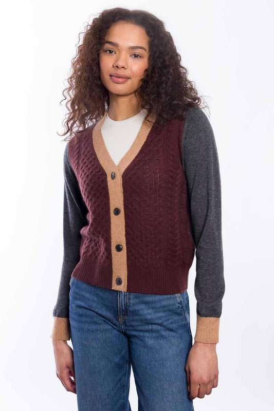 &Isla Mixed Stitch Vee Cardigan