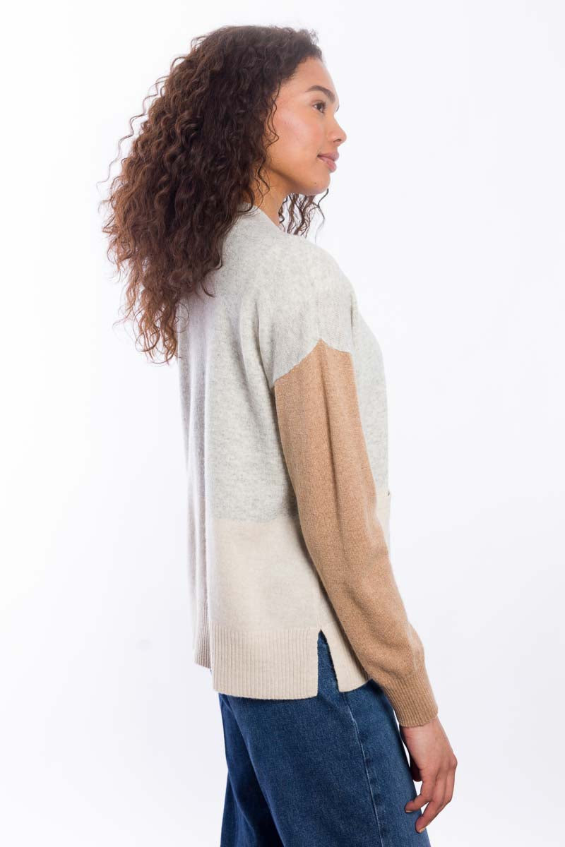 &Isla Easy Colorblock Vee Cardigan