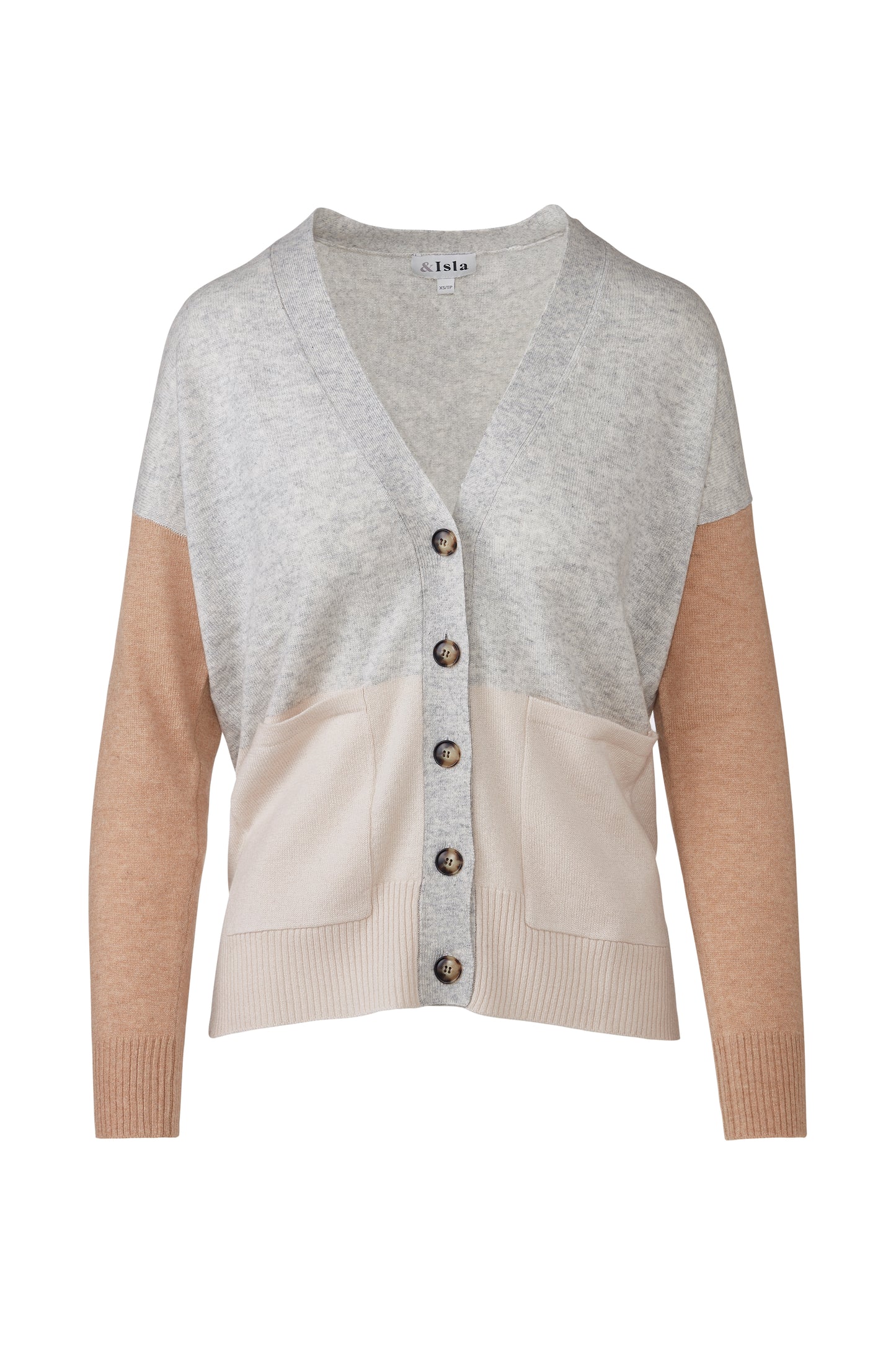 &Isla Easy Colorblock Vee Cardigan