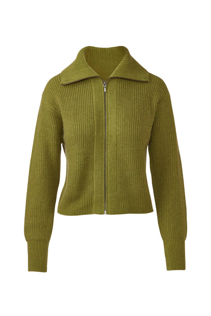 &Isla Textured Zip Mock Cardigan