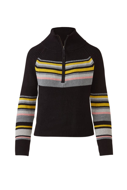 &Isla Stripe Rib Qtr Zip Mock