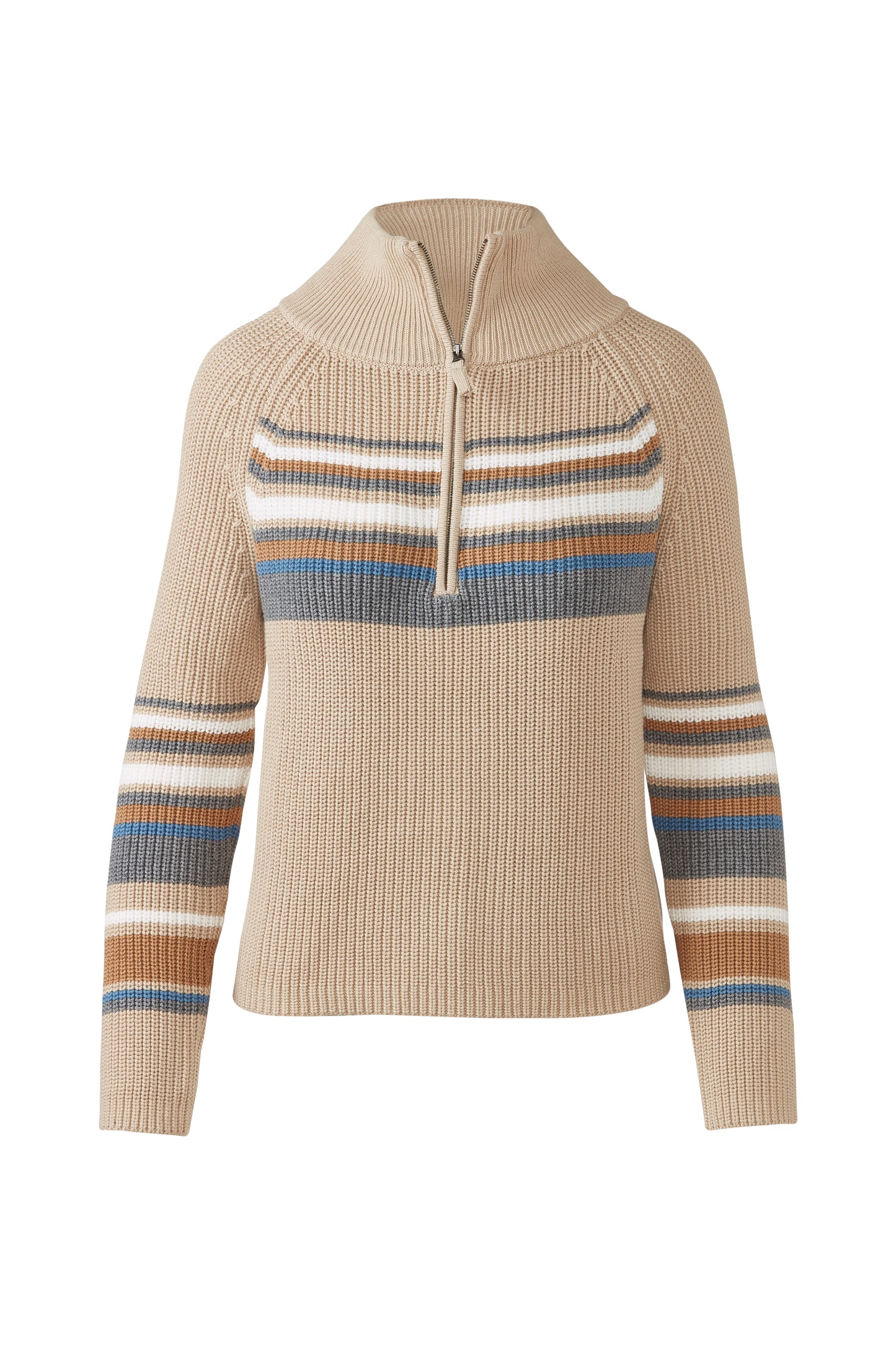 &Isla Stripe Rib Qtr Zip Mock