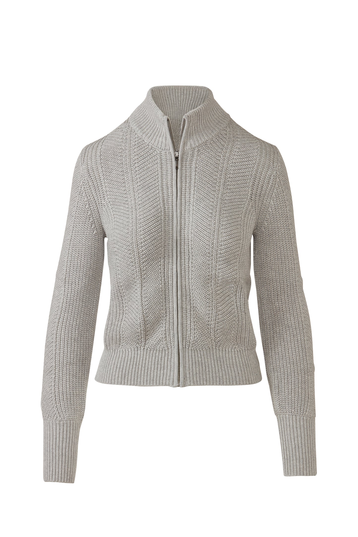 &Isla Fashioned Rib Zip Mock Cardigan