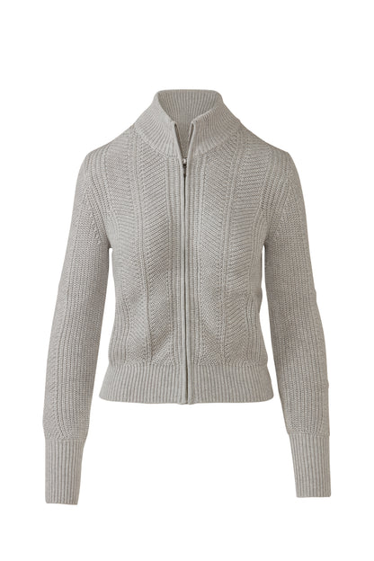 &Isla Fashioned Rib Zip Mock Cardigan