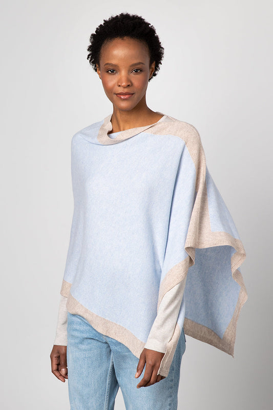 CONTRAST BORDER PONCHO