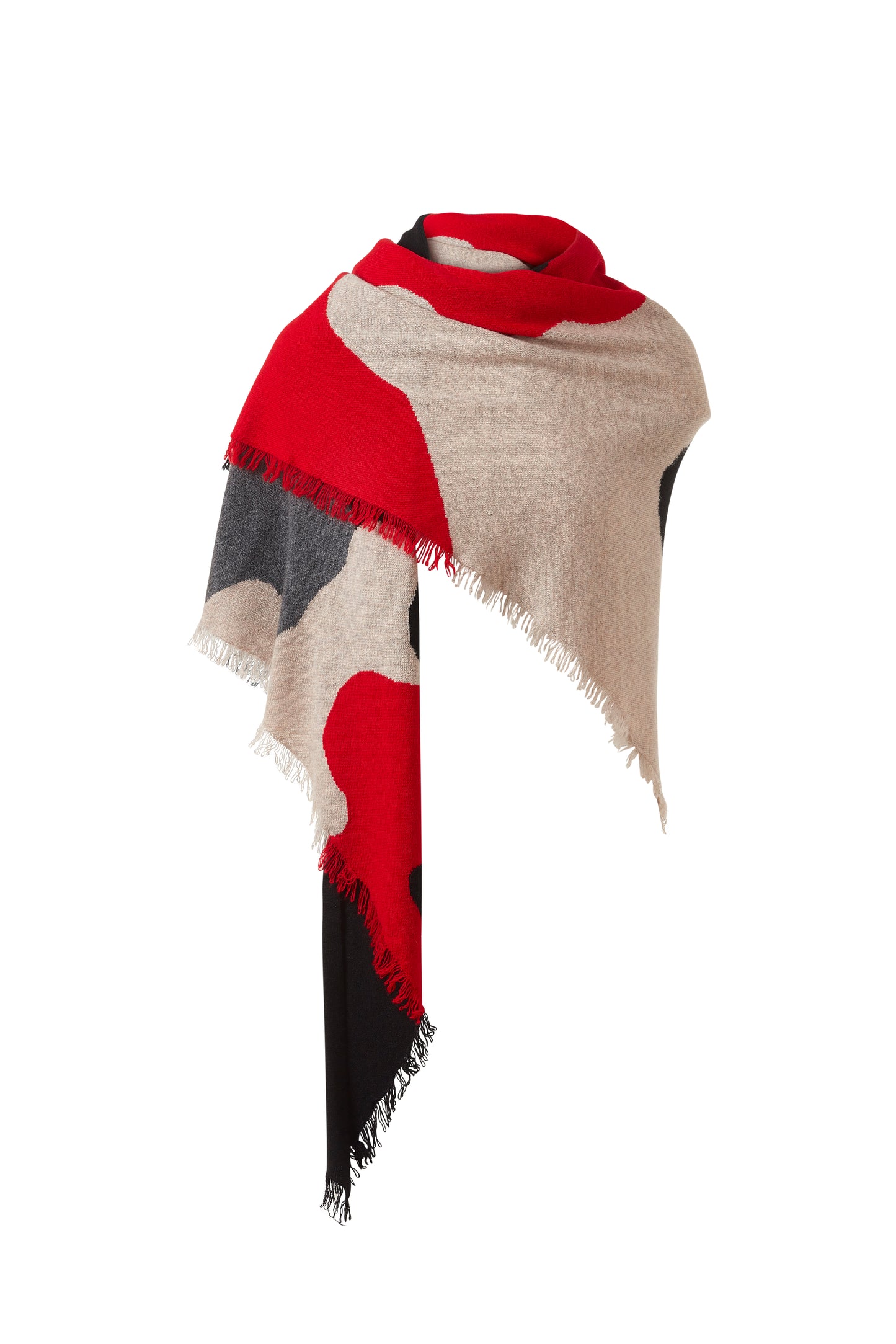 INTARSIA FRINGE WRAP