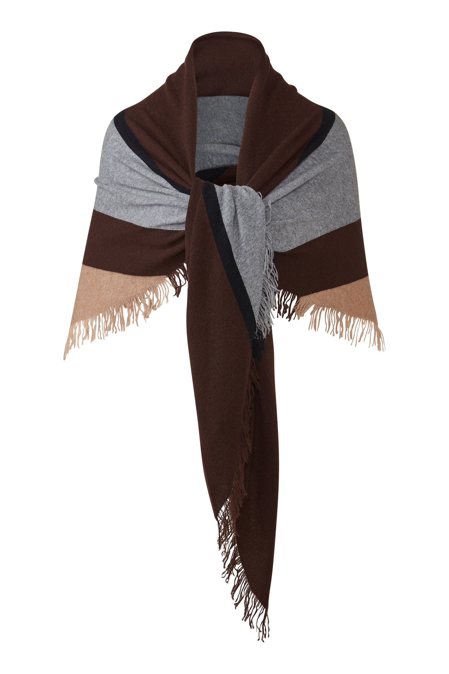 Stripe Fringe Triangle Shawl