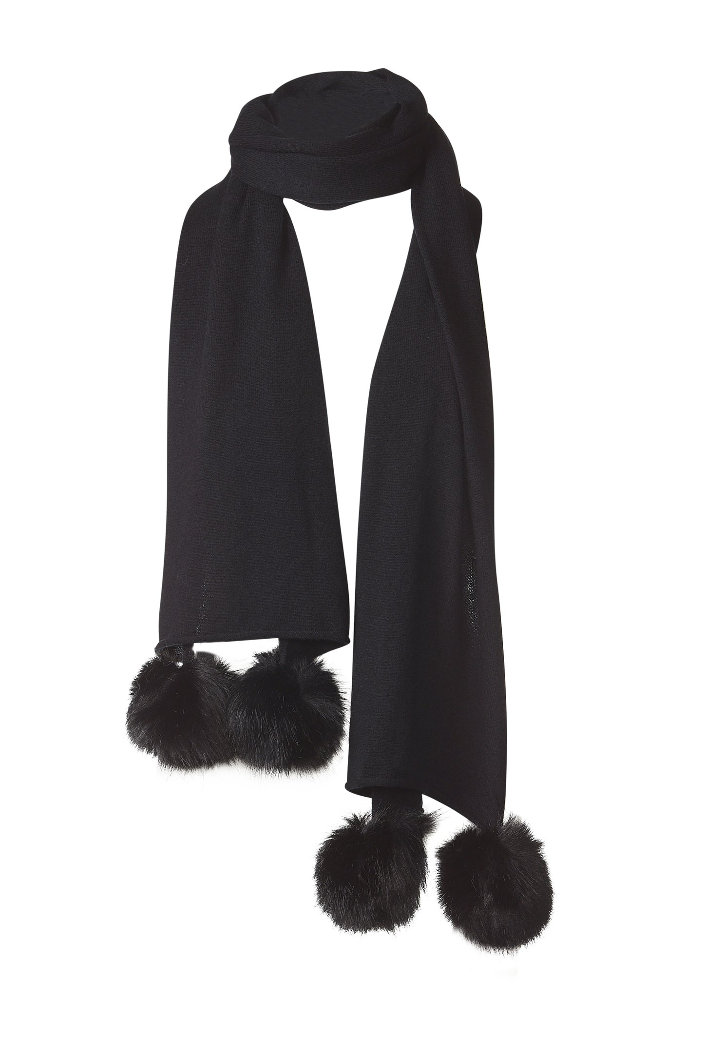 FAUX FUR POMS SCARF