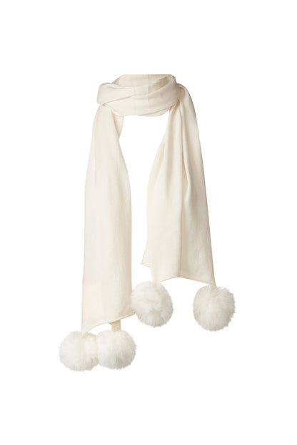 FAUX FUR POMS SCARF