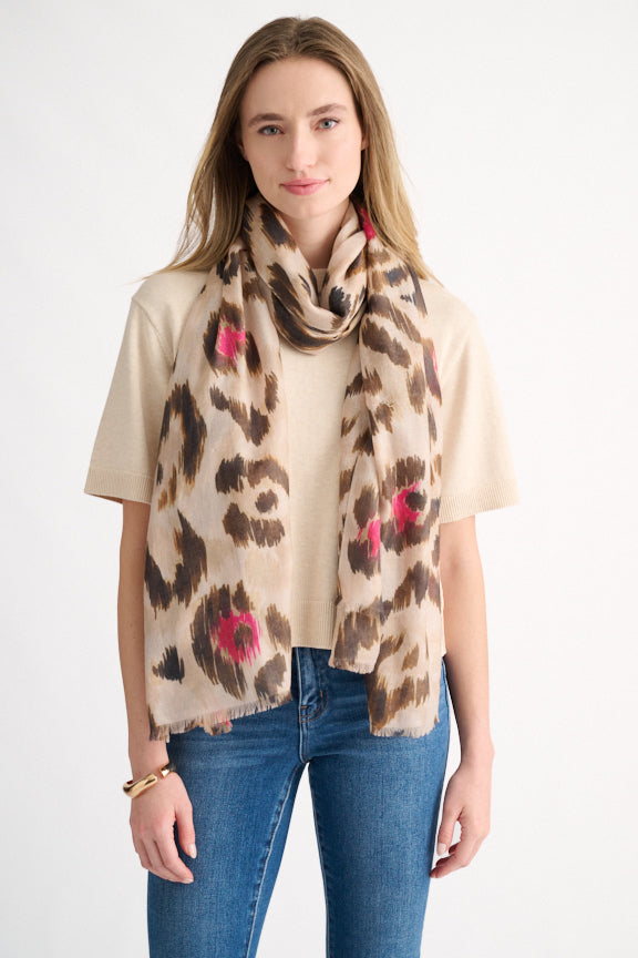 Painted Leopard Print Scarf