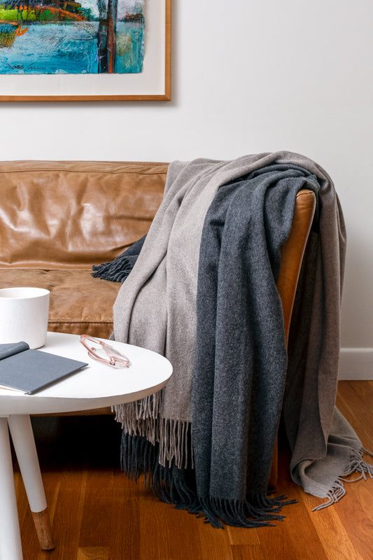 WOVEN CASHMERE THROW BLANKET