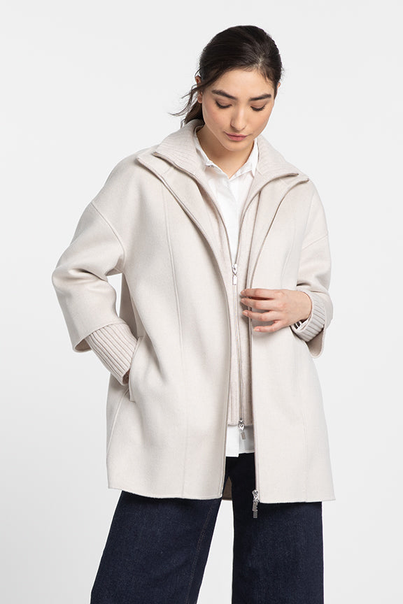 Knit Insert Zip Mock Coat