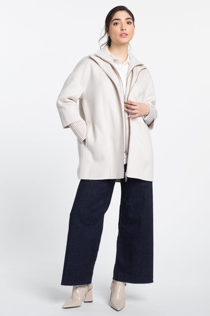 Knit Insert Zip Mock Coat