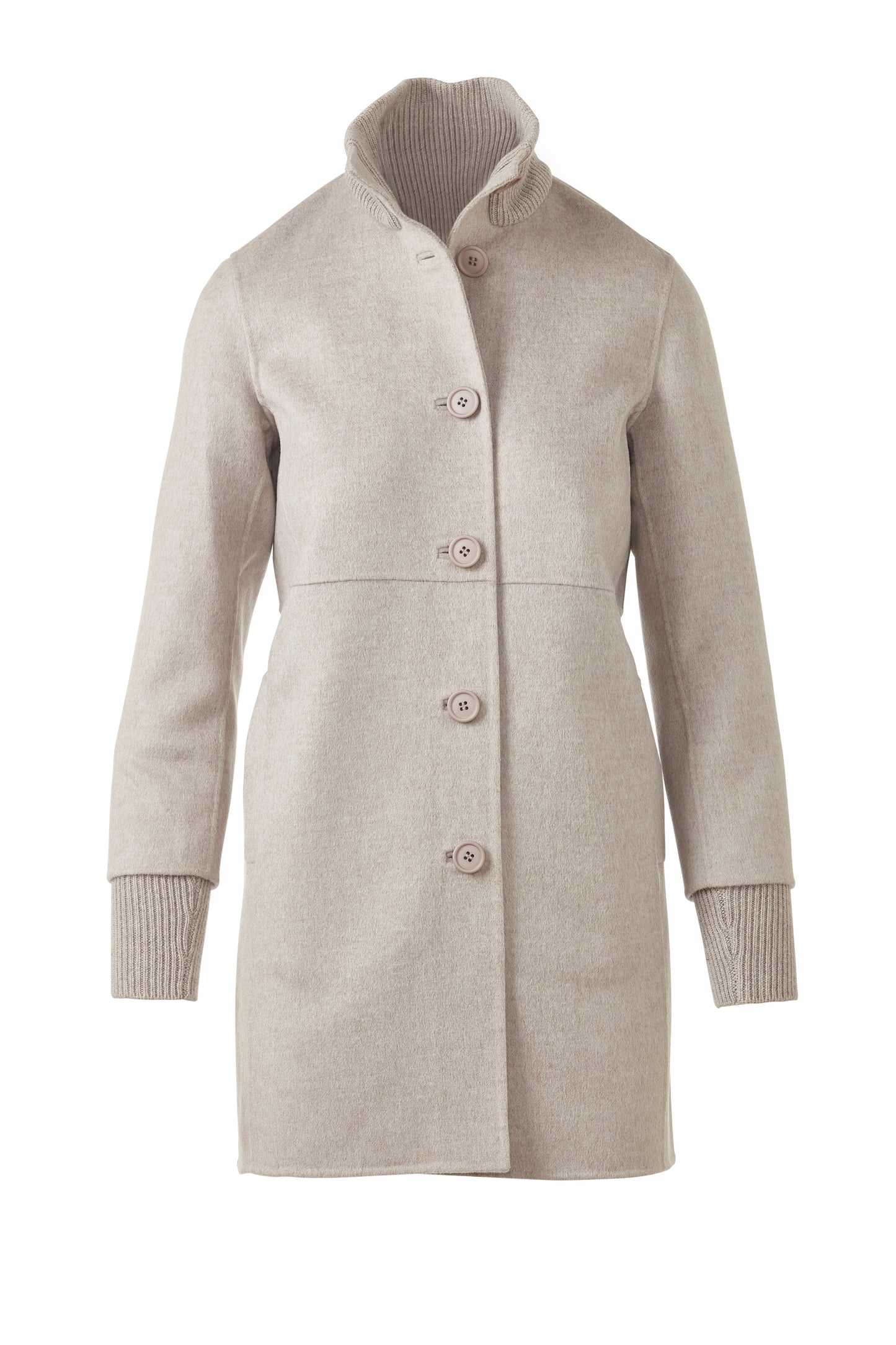 BUTTON FRONT KNIT TRIM COAT