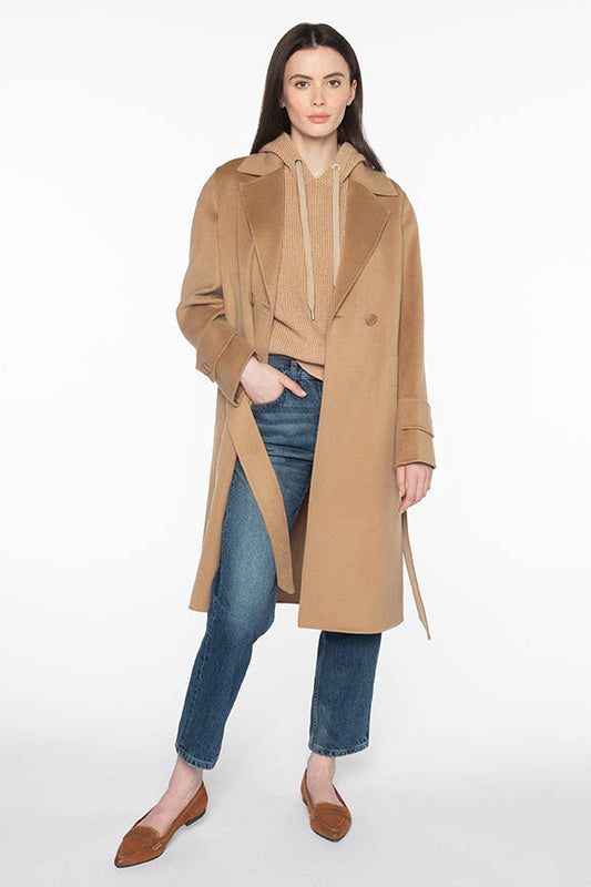 NOTCH COLLAR BELTED COAT