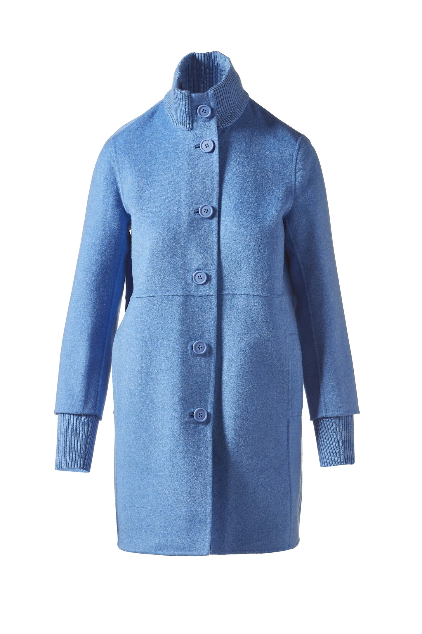 BUTTON FRONT KNIT TRIM COAT