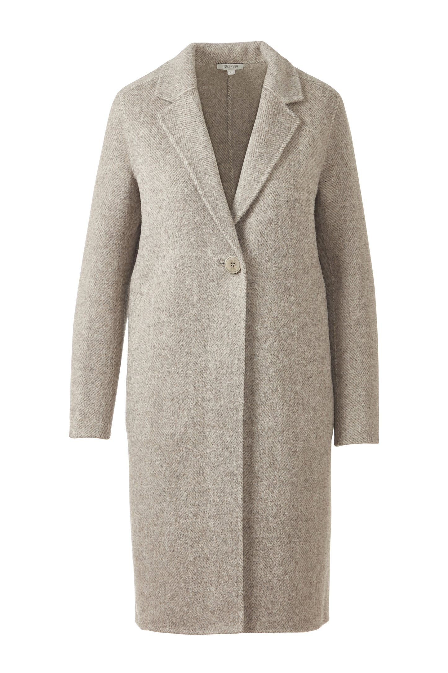 BRUSHED HERRINGBONE NOTCH COLLAR COAT