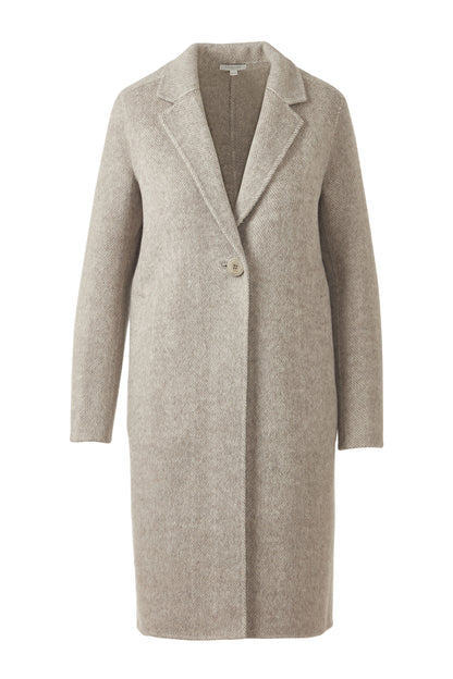 BRUSHED HERRINGBONE NOTCH COLLAR COAT