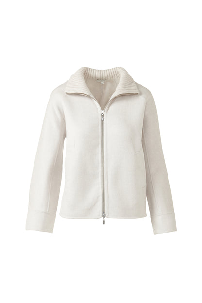 SHORT KNIT TRIM ZIP MOCK COAT